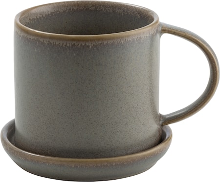Kaffekopp med fat - Grå