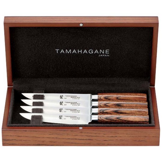 Tamahagane SAN Stekkniv 12,5 cm 4st i Schatull