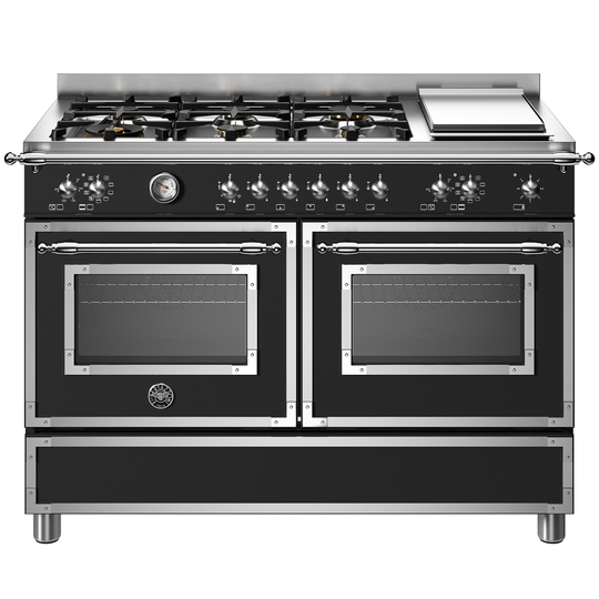 Bertazzoni MAS126G2ENET Heritage gasspis med dubbelugn, 120 cm, mattsvart