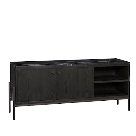 Skænk, metal/ask/MDF/marmor, FSC, sort