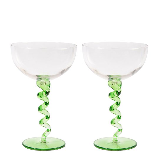 & klevering - Spiral Champagne Coupe 2-pack Grön