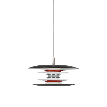 Diablo Pendel Mattsvart/ Blankröd LED 30 cm