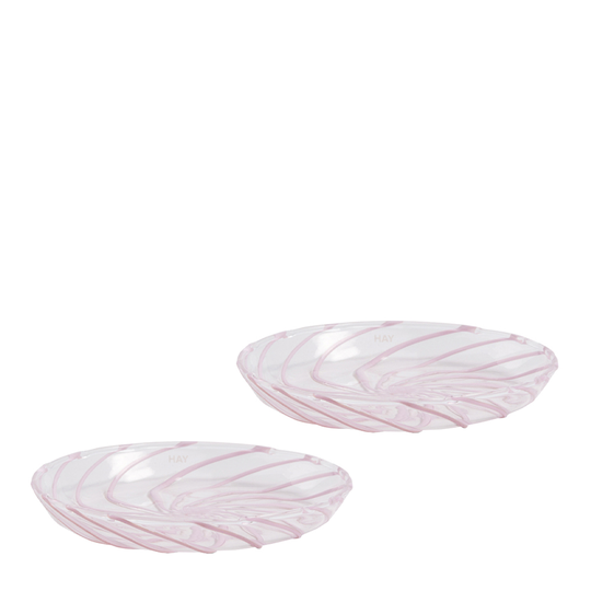 Hay - Spin Assiett Glas 2-pack Rosa/Vit