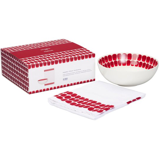 Arabia Tuokio Djup Tallrik 18 cm. och Disktrasa, röd