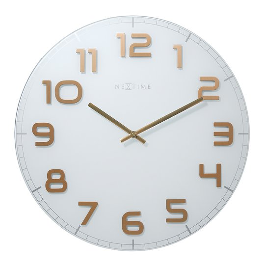 NeXtime - Classy Väggklocka 50 cm Vit/Koppar