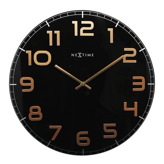 NeXtime - Classy Väggklocka 50 cm Svart/Koppar