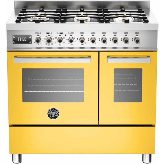 Bertazzoni PRO906 Gasspis 90 cm, 2 ugnar, 6 brännare, Gul