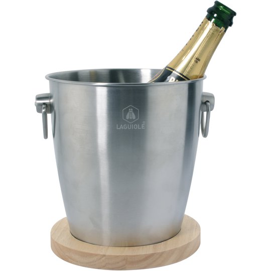 Laguiole Nassiet Champagnekylare Ishink Rostfritt Stål med Träunderlägg
