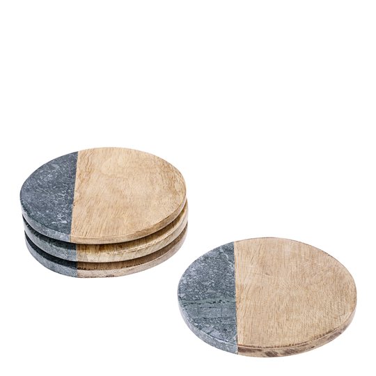 Table Top Stories - Rumours Glasunderlägg 4-pack trä/marmor Grön