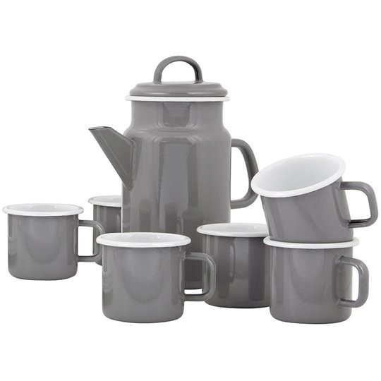 Kockums Jernverk Set med tekanna och mugg 6 st, Grå