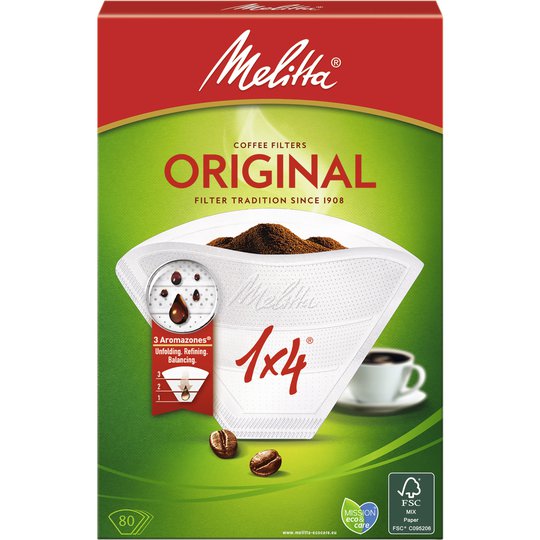 Melitta Kaffefilter 1x4/80 Vit
