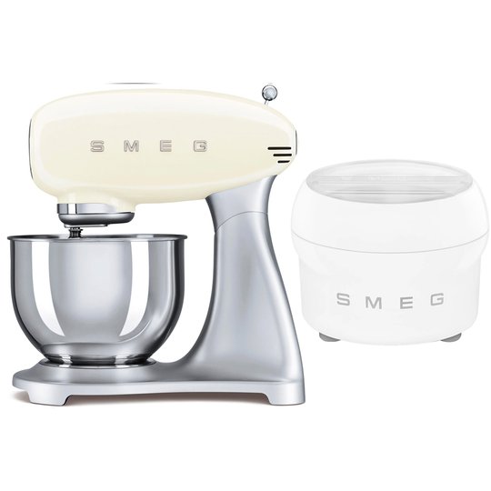 Smeg Köksmaskin och Glassmaskin, Créme / Stål