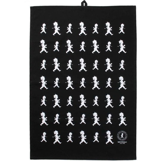 Solstickan Design Kökshandduk Halvlinne 50X70 cm Svart med Vit Rep