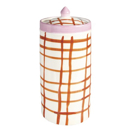 & klevering - Checked Burk med lock 28 cm Orange/Rosa