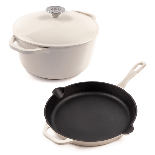 Mareld Gjutjärnspanna och gjutjärnsgryta, creme