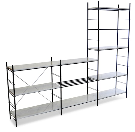 Railway hyllsystem White marble black frame