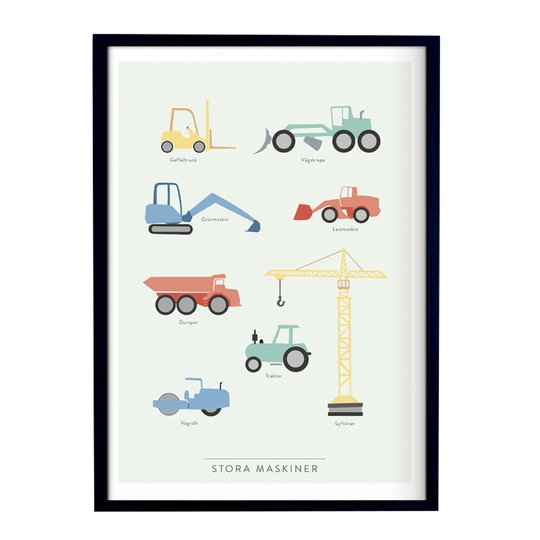 Kunskapstavlan - Poster 50x70 cm Stora maskiner