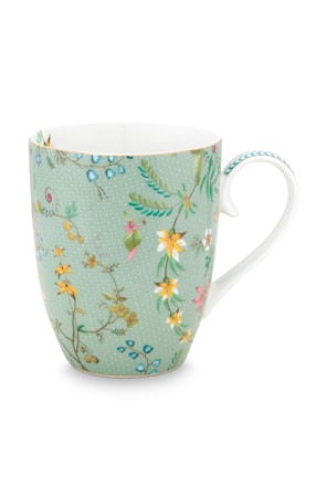 Jolie Stor Mugg Flowers Blue 350ml
