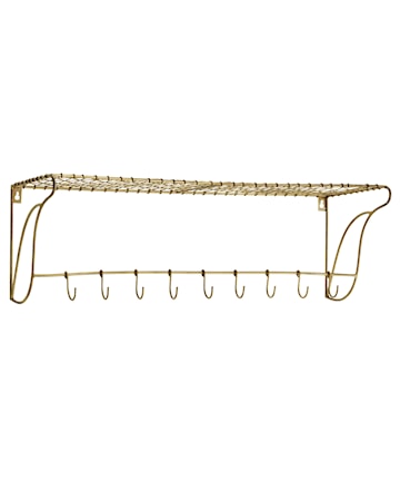 Hylla med krokar 76x26,5x24 cm Mässing