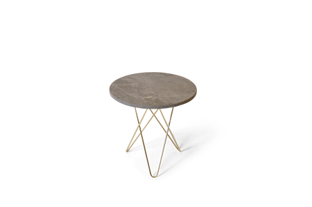 Tall Mini O Table Grå Marmor med Mässingram Ø50