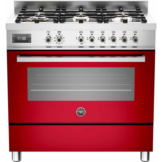 Bertazzoni PRO906 Gasspis 90 cm, 1 ugn, 6 brännare, Röd