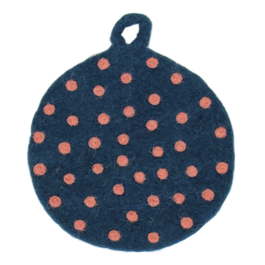 Afroart - Felt Dot Grytlapp Prickig 22 cm Petrol/Rosa