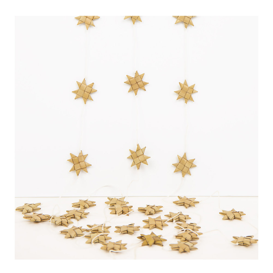 Afroart - Girlang Stars on String 2,5x450 cm Natur
