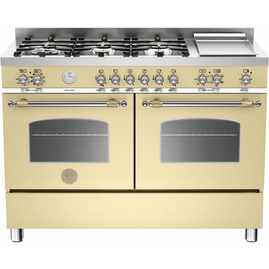 Bertazzoni HER1206 Gasspis 120 cm, 2 ugnar, 6 brännare + elektrisk tepanyaki, Beige