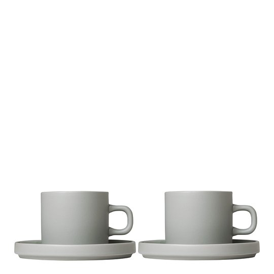Blomus - Pilar Kaffemugg med fat 2-pack Mirage Grey