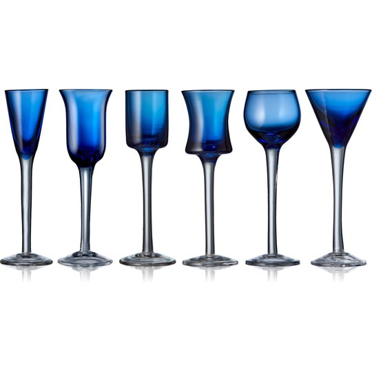 Lyngby Glas Snapsglas, 6 st. blå