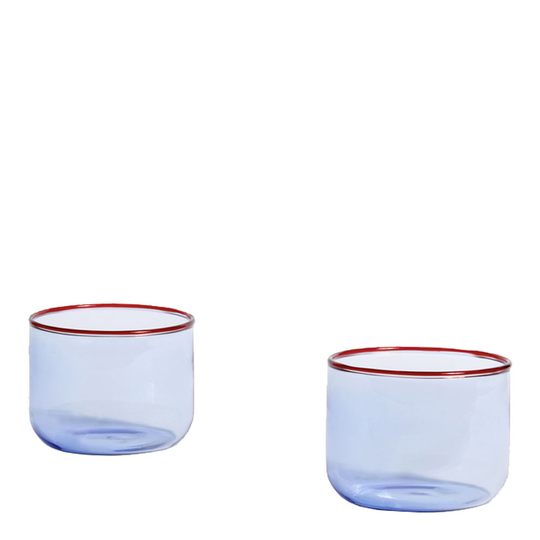 Hay - Tint Glas 2-pack Blå/Röd kant
