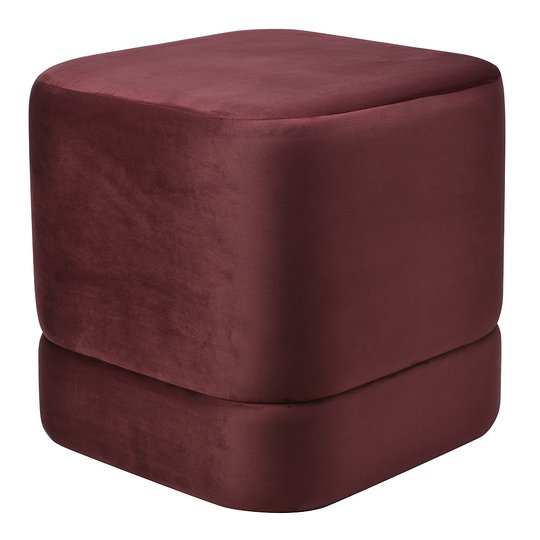Holmen - Puff Sammet 46x46x46 cm Vinröd