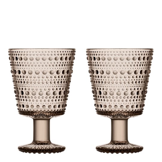 Iittala - Kastehelmi Glas på fot 2-pack Linne