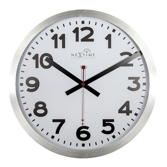 NeXtime - Station Väggklocka radiokontrollerad siffror 35 cm Vit