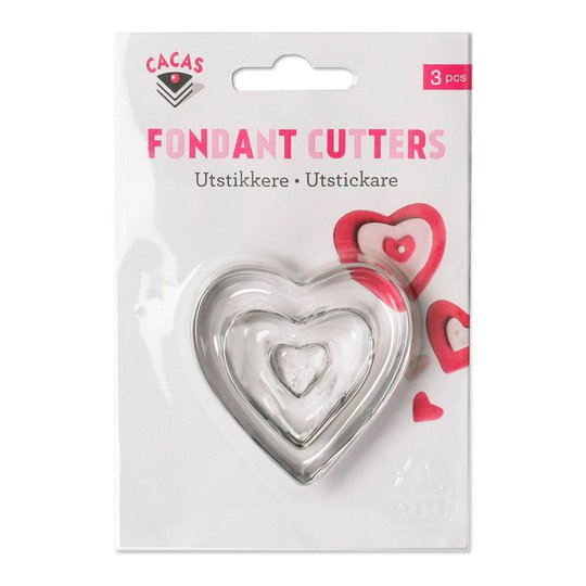 Cacas - Utstickare hjärta set 3 delar