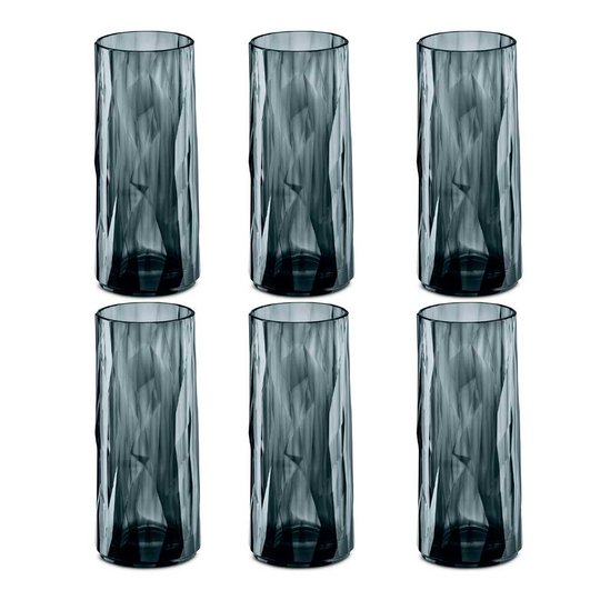 Koziol - Koziol Club No. 3 Longdrinkglas 25 cl 6-pack Transparent Grå