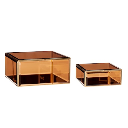 Box Glas Mässing 2 st (21x21 cm & 25x25 cm)