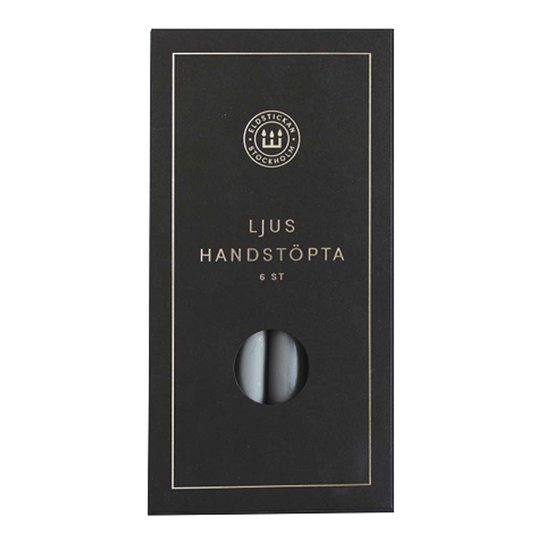 Eldstickan - Handstöpta Ljus 25 cm 6-pack Grå
