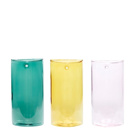 Vas Glas Ljusröd/Gul/Grön 3 st