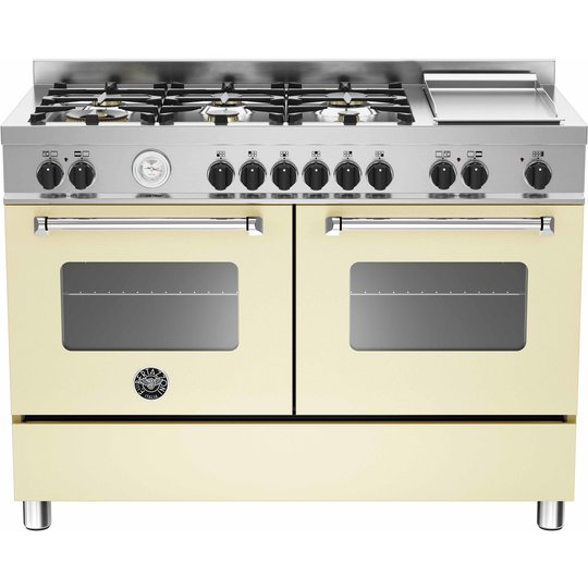 Bertazzoni MAS1206 Gasspis 120 cm, 2 ugnar, 6 brännare + elektrisk tepanyaki, Beige