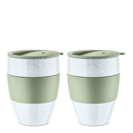 Koziol - Koziol Aroma To Go isolerad Mugg med lock 40 cl 2-pack Grön