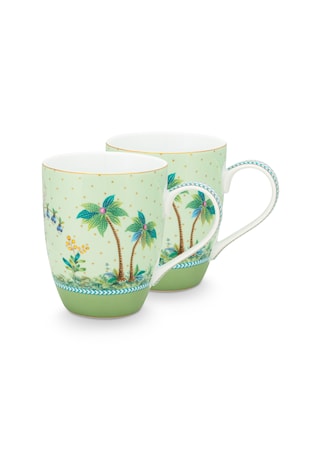 Jolie Gold Dots Mugg 35cl Set om 2 Grön