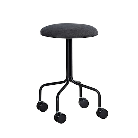 Skammel m/hjul, metal/polyester, sort