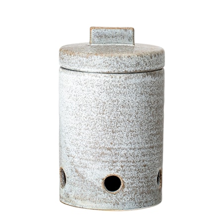 Hazel Garlic Jar, Grey, Stoneware
