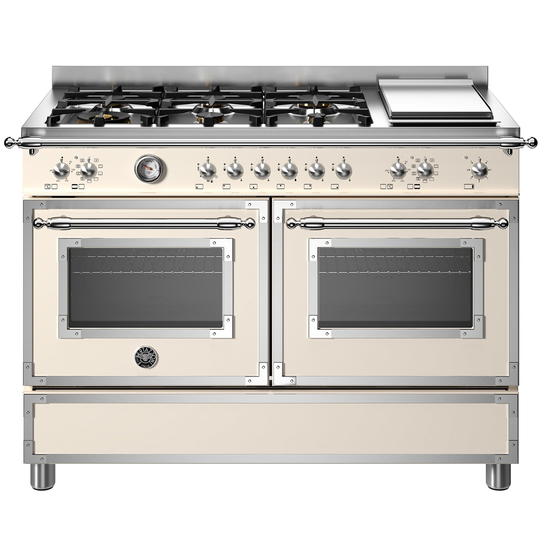 Bertazzoni HER126G2EAVT Heritage gasspis med dubbelugn, 120 cm, cremevit