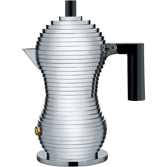 Alessi Mokabryggare Aluminium/Svart Small 7 cl