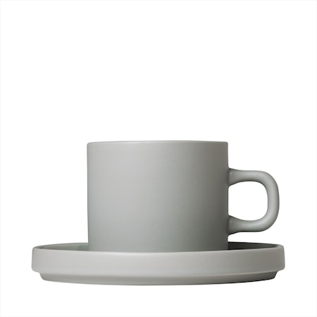 Pilar Kaffemugg med fat x 2 Mirage Grey
