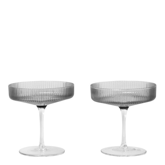 Ferm Living - Ripple Champagneglas 15 cl 2-pack Rök