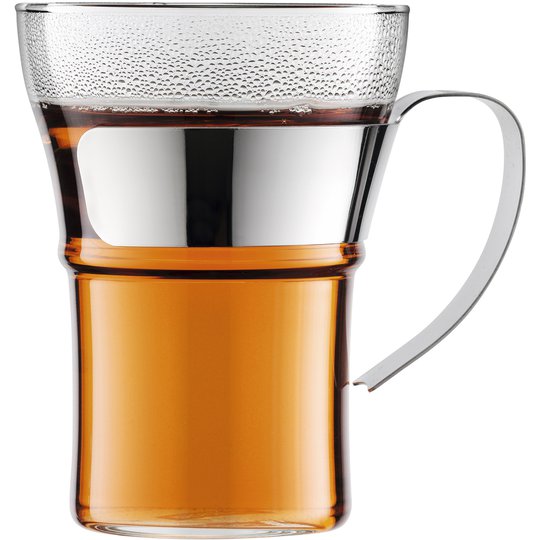 Bodum ASSAM Kaffeglas med krom handtag, 2 st. - 0,35 l