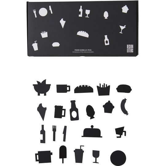 Design Letters Food Icons till Message Board (21 del) , Svart